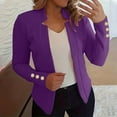 thumbnail image 3 of Lcziwo Casual Coat for Women Long Sleeve Notch Collar Cardigan Blazer Open Front Office Work Jackets Plain Button 2025 Outerwear Purple,XL, 3 of 5