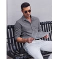 thumbnail image 4 of COOFANDY Men's Classic Soild Oxford Shirts Long Sleeve Untucked Shirt Button Down Chambray Shirt Vacation Party Shirt, 4 of 6