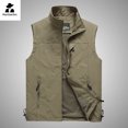 thumbnail image 4 of Otoño hombres chaleco ocio al aire libre sólido sin mangas chaqueta joven de mediana edad fotografía pesca chaleco Casual masculino verano, 4 of 5