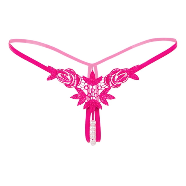 Gibobby Tangas de mujer sexy encaje Día de San Valentín Bragas sexis de malla con borlas y para mujer, bragas caladas, bragas con cordones de ganchillo, lencería de G, ro(Rosa caliente, XL)