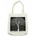 thumbnail image 1 of Grey Tote Bag, Tree Illustration with Growing Branches Merry Seasonal Grass Bushes Nature, Cloth Linen Reusable Bag for Shopping Books Beach and More, 16.5" X 14", Cream, by Ambesonne, 1 of 2