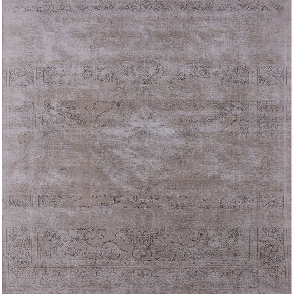Ahgly Company Indoor Square Mid-Century Modern Rose Purple Oriental Area Rugs, 7' Square