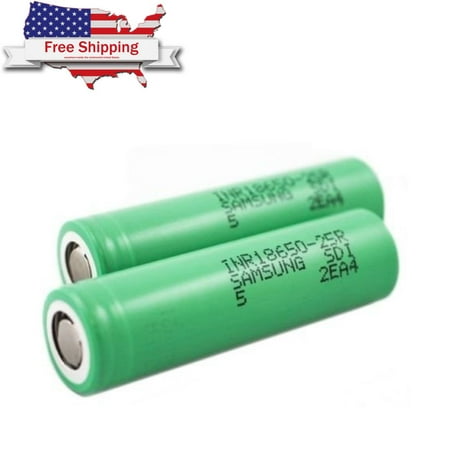 ZEDWELL 2 Pack 18650 Battery 2500 mAh 3.7V Li-ion, Flat Top Rechargeable Battery High Performance Flashlight Battery (18 mm x 65
