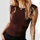 thumbnail image 1 of Camiseta De Verano Camisa ajustada para mujer Sin espalda Manga corta Crop Top Casual Slim Fit Traje diario Ygjytge Marrón Oscuro S para Mujer, 1 of 8