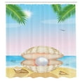 thumbnail image 3 of Ambesonne Pearls Shower Curtain, Shell on Sandy Beach, 69"Wx75"L, Cream Blue, 3 of 5