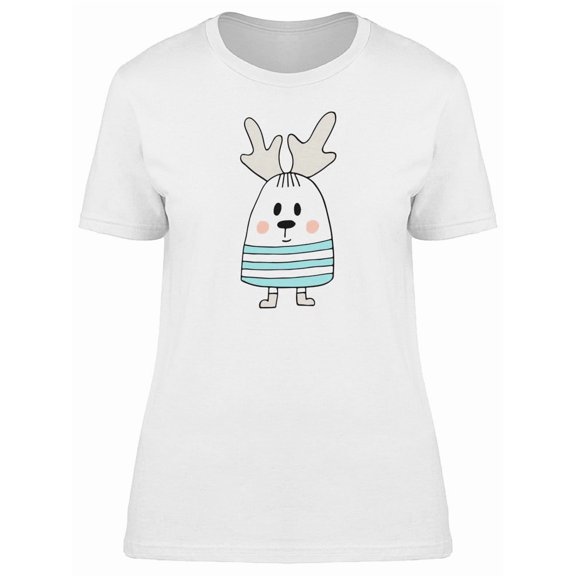 Cartoon Deer With A Sweater Tee Women's - Women T-Shirt, Large