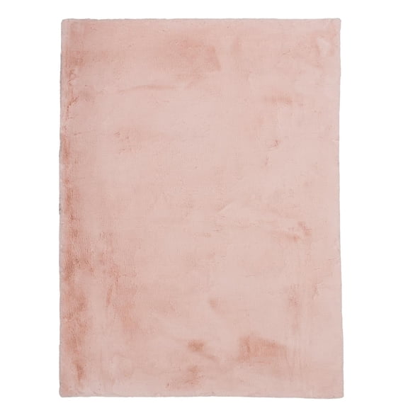 Linon Maven Faux Rabbit Pink 5' X 7' Rectangle Area Rug RUGFR0457