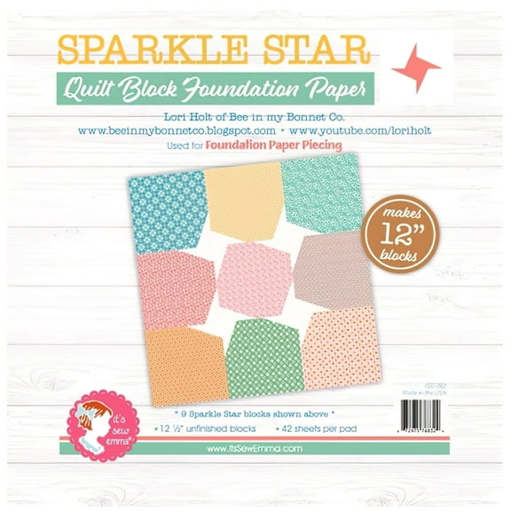 Sparkle Star Quilt Block 12 in Foundation Paper by Lori Holt - It's Sew Emma