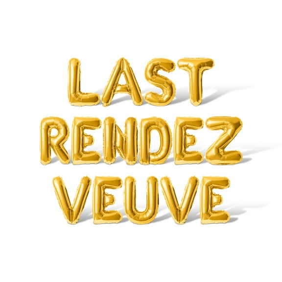 Letter Balloons - LAST RENDEZ VEUVE 16" Inch Alphabet Letters Foil Mylar Balloon Bachelorette or Bridal Shower Party Banner (Gold)