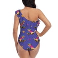 thumbnail image 5 of Uemuo Labrador Retriever Dog Print Women's One Piece Swimsuit Asymmetrical Neck Bathing Suit One Shoulder Side Cutout Ruffle Swimwear-X-Large, 5 of 6