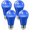 thumbnail image 1 of miduoudo-4 Pack 9W 120V Base E26 Ampoule LED Colorée A19, Équivalent 60W Lumières LED Bleues pour Décoration de Fête de Noël et Éclairage d'Halloween, 1 of 4