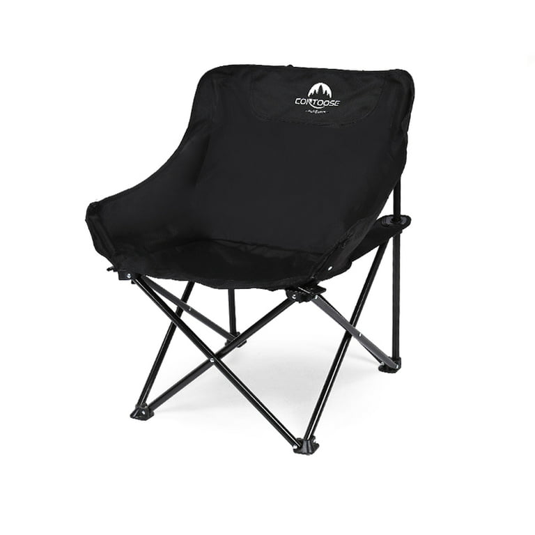 Reclining Camping Chair with Removable Footrest Lounge Chair with Headrest,  Cotton Cushion, Portable Adjustable Folding Chairs for Adults