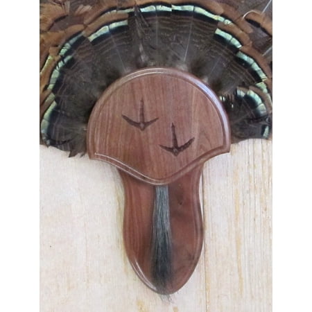 The Black Walnut Carved Turkey Mounting Kit with Beard Plate -02