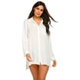 thumbnail image 5 of EKOUAER Women's Beach Bikini Cover-up Long Roll-up Sleeve Beach Shirt Bathing Suit Cover Up, 5 of 6
