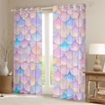 thumbnail image 2 of Manfei Cute Mermaid Tail Blackout Curtains, Dreamy Fish Scale Window Curtains Pack of 2 (38x45 Each), Pink Blue, 2 of 6
