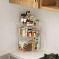 thumbnail image 2 of Lifewit 3-Tier Bathroom Counter Organizer Corner, Plastic Makeup Skincare Storage Organizer Countertop, Perfume Tray and Cosmetic Shelf in Bedroom, Dresser, Kitchen (Clear), 2 of 7