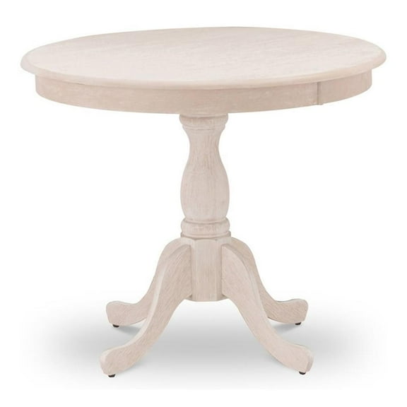 Pemberly Row Antique Wood Dining Table with Pedestal Legs in Cream