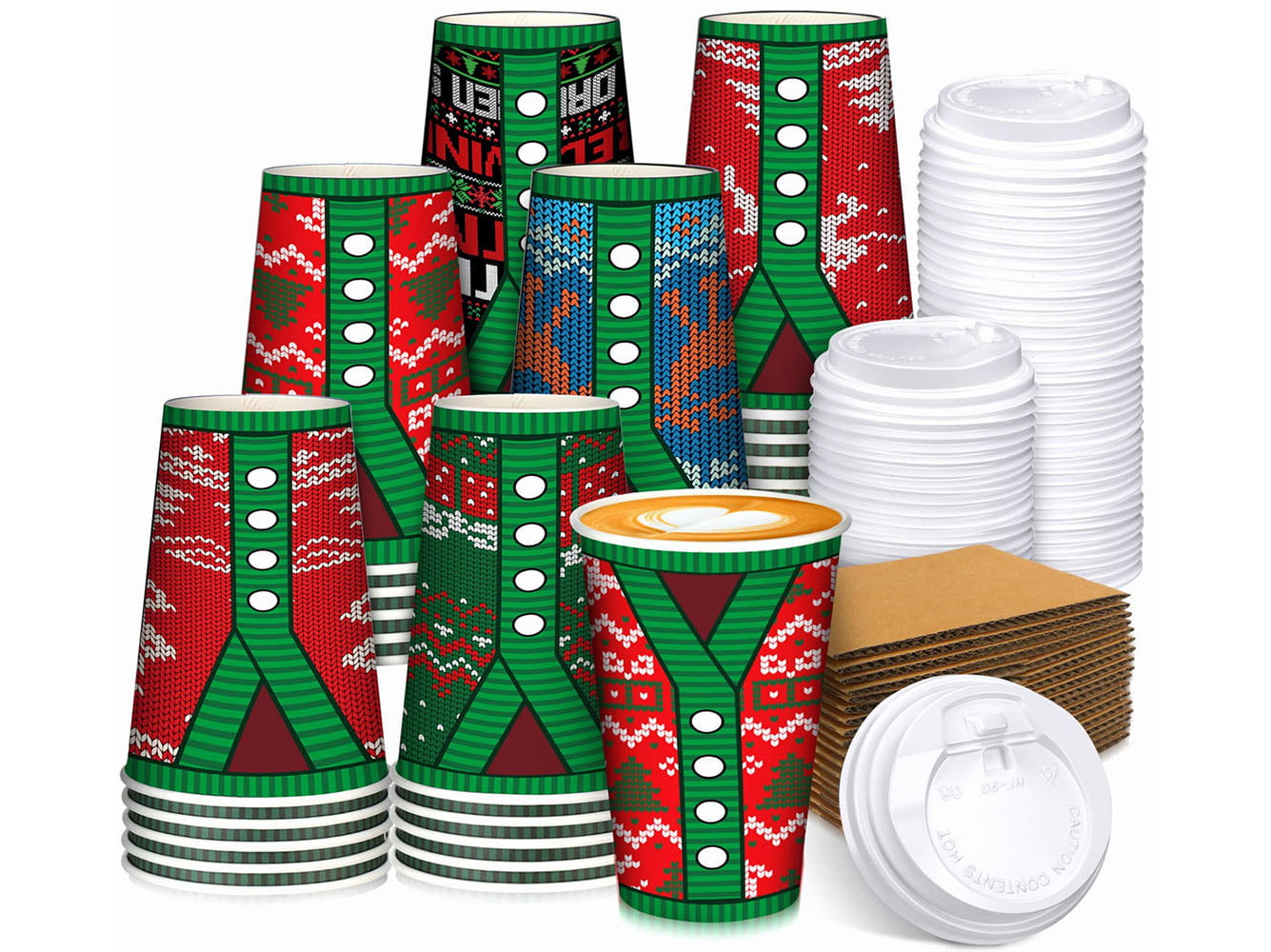 Bapmnicc 50 Pack Christmas Disposable Coffee Cups with Lids & Sleeves, To  Go Coffee Cups, Holiday Di…See more Bapmnicc 50 Pack Christmas Disposable