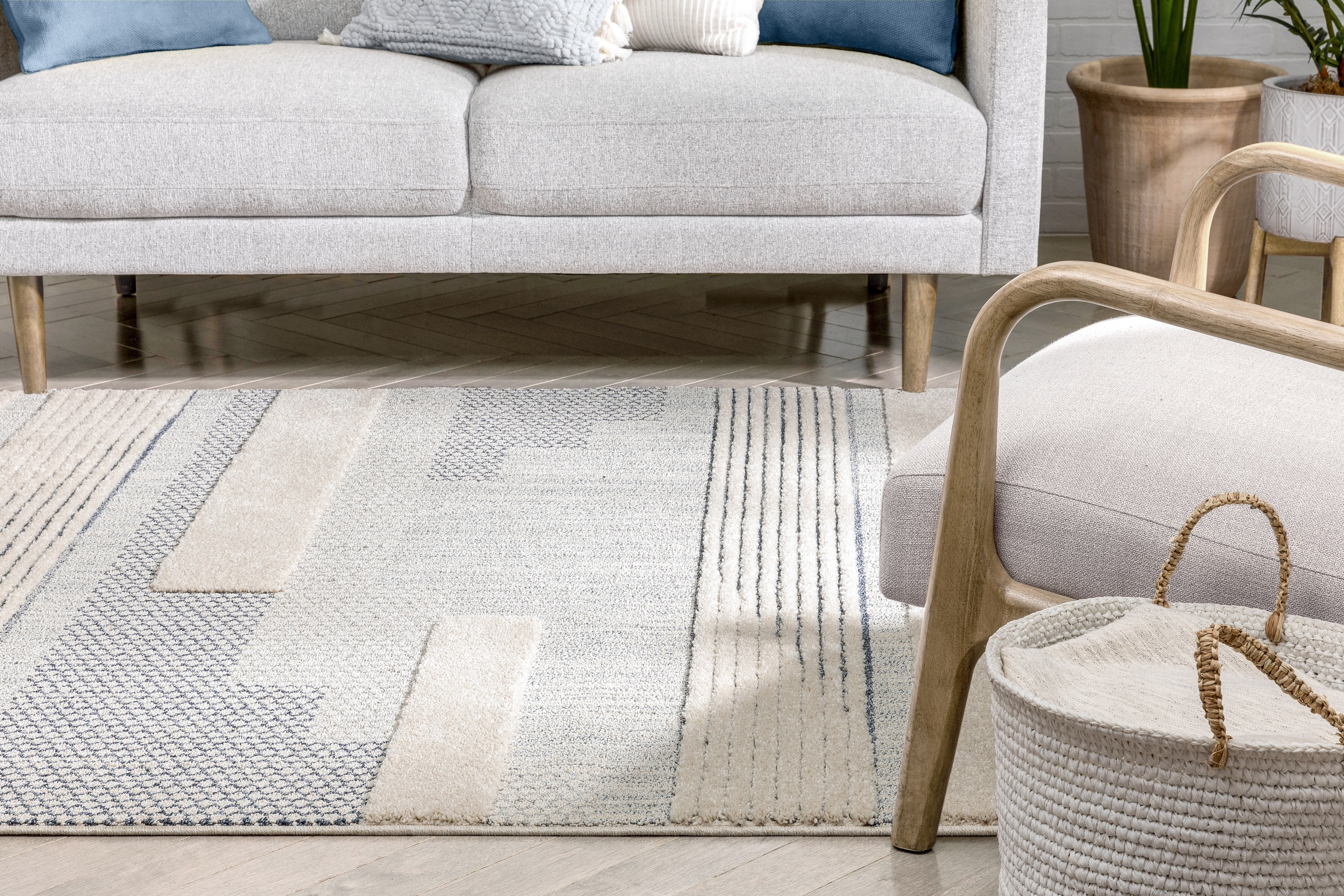 Well Woven Harlow Geometric Area Rug, 9' x 12', High-Low Textured Pile, Plush, Durable Yarn, Globally-Inspired Styles