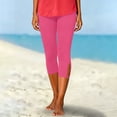 thumbnail image 5 of Usloyux Women's Capri Leggings Stretch Yoga Pants with Elastic Waistband Casual Workout Activewear Bottoms, Pink XL, 5 of 8