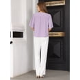 thumbnail image 5 of DARING DIVA Women's Bell Sleeve Top Crew Neck Keyhole Business Blouse S Light Purple, 5 of 7