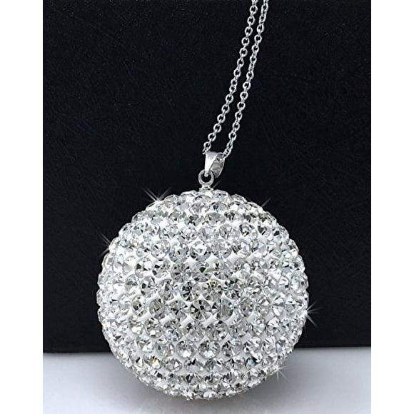 Bling Car Decor Crystal Ball Car Rear View Mirror Charm, Rhinestone Hanging Car Ornament, Bling Car Accessories for Women, Crystal Sun Catcher Ball Ornament, Car Interior Glam Decoration Charm(Silver)