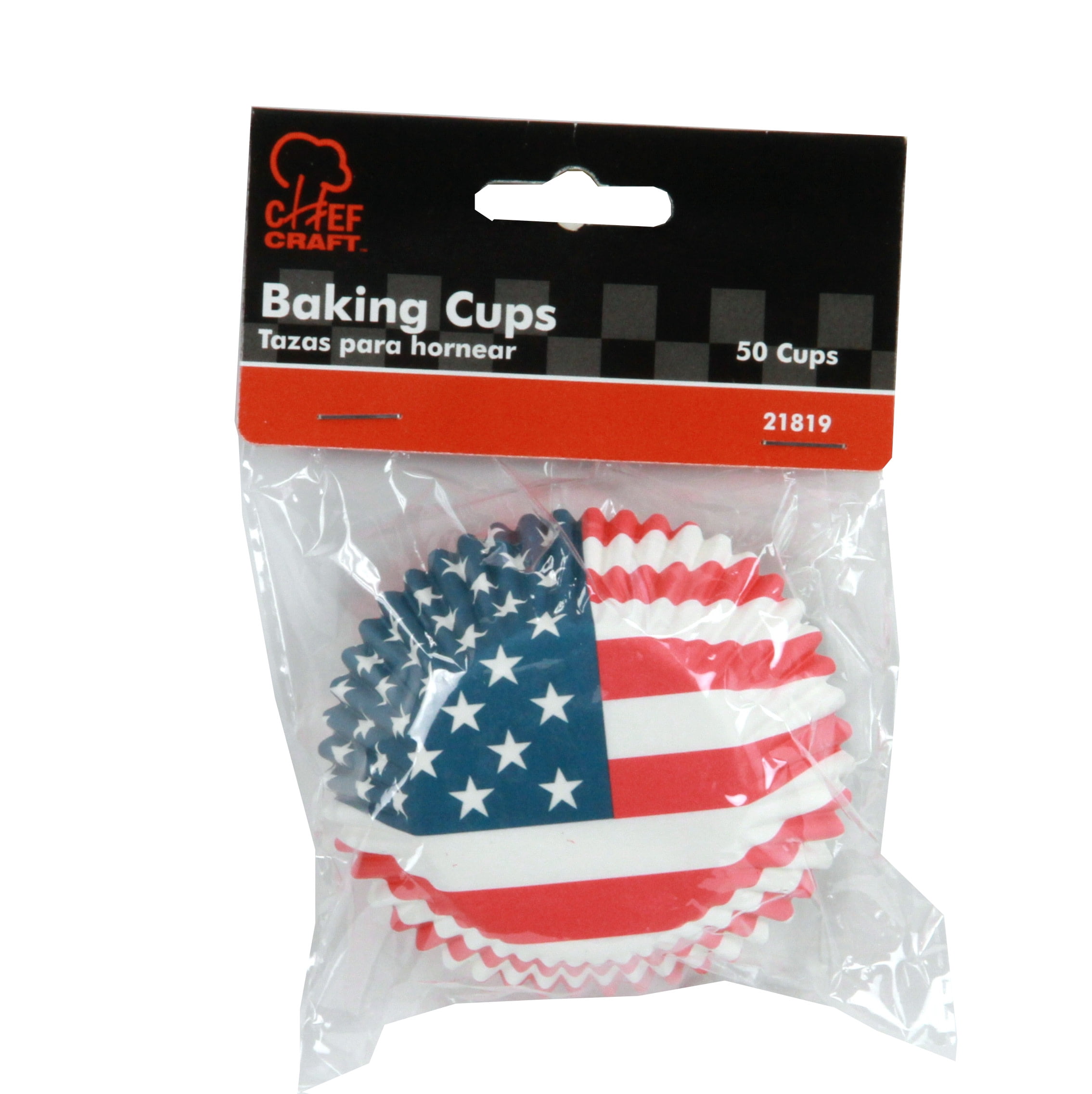 Chef Craft Paper Patterned Cupcake Liners, 50 Count, Red/White/Blue