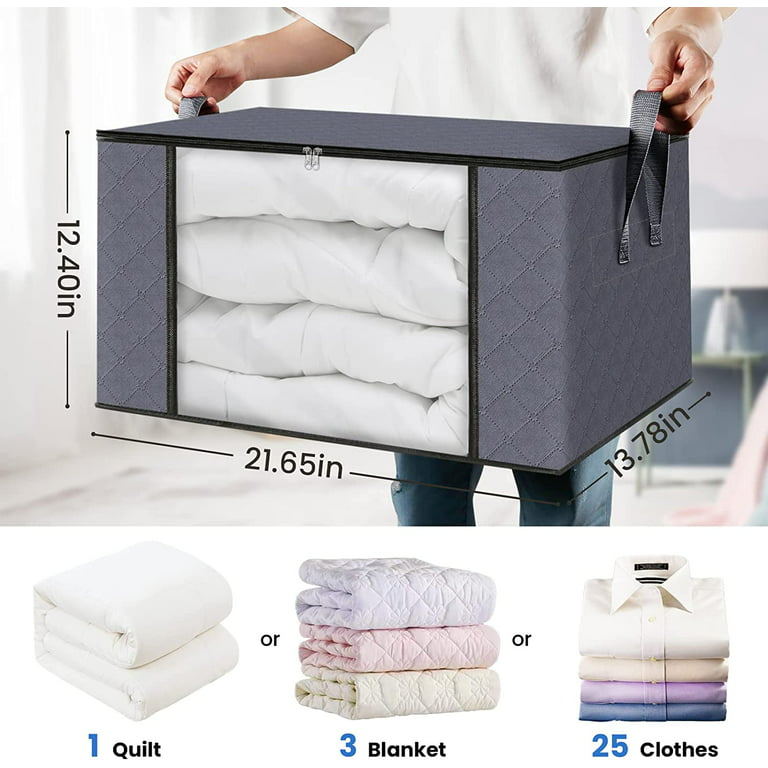 90L Large Clothes Storage Bags, Storage Bins with Reinforced Handles  Durable Zipper Clear Window, Closet Organizers and Storage Containers for