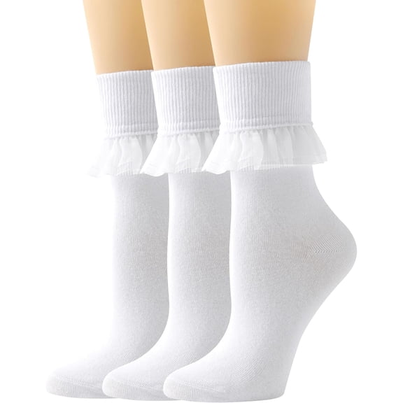 Lace Ruffle Frilly Socks for Women - Fashion Cotton Princess Socks Dress Socks