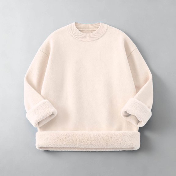 Sweaters for Women Long Sleeve Round-Neck Casual Solid Color Blouses Shirts Tops Sweater Womens Sweaters Plus Size Beige XXXL