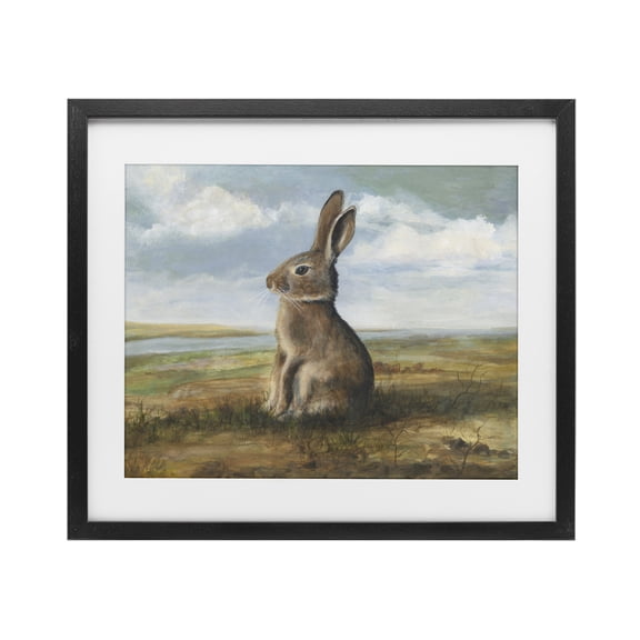 Stupell Industries Cottage Classic Rabbit in Countryside Black Framed Print Under Glass, 16 x 13, by Michael Willett
