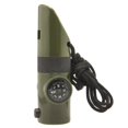 thumbnail image 1 of 7-in-1 Green Survival Whistle Compass Thermometer Flashlight Magnifier Multifunction Tools Outdoor Hiking Accessories, 1 of 5