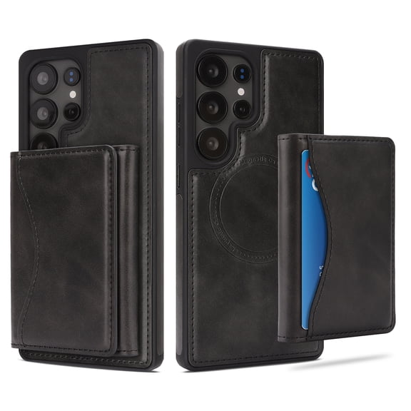 ELEHOLD Detachable Wallet Case for Samsung Galaxy S24 Ultra, RFID Blocking Magnetic Shockproof Leather Phone Case with Kickstand and Card Slots,Black