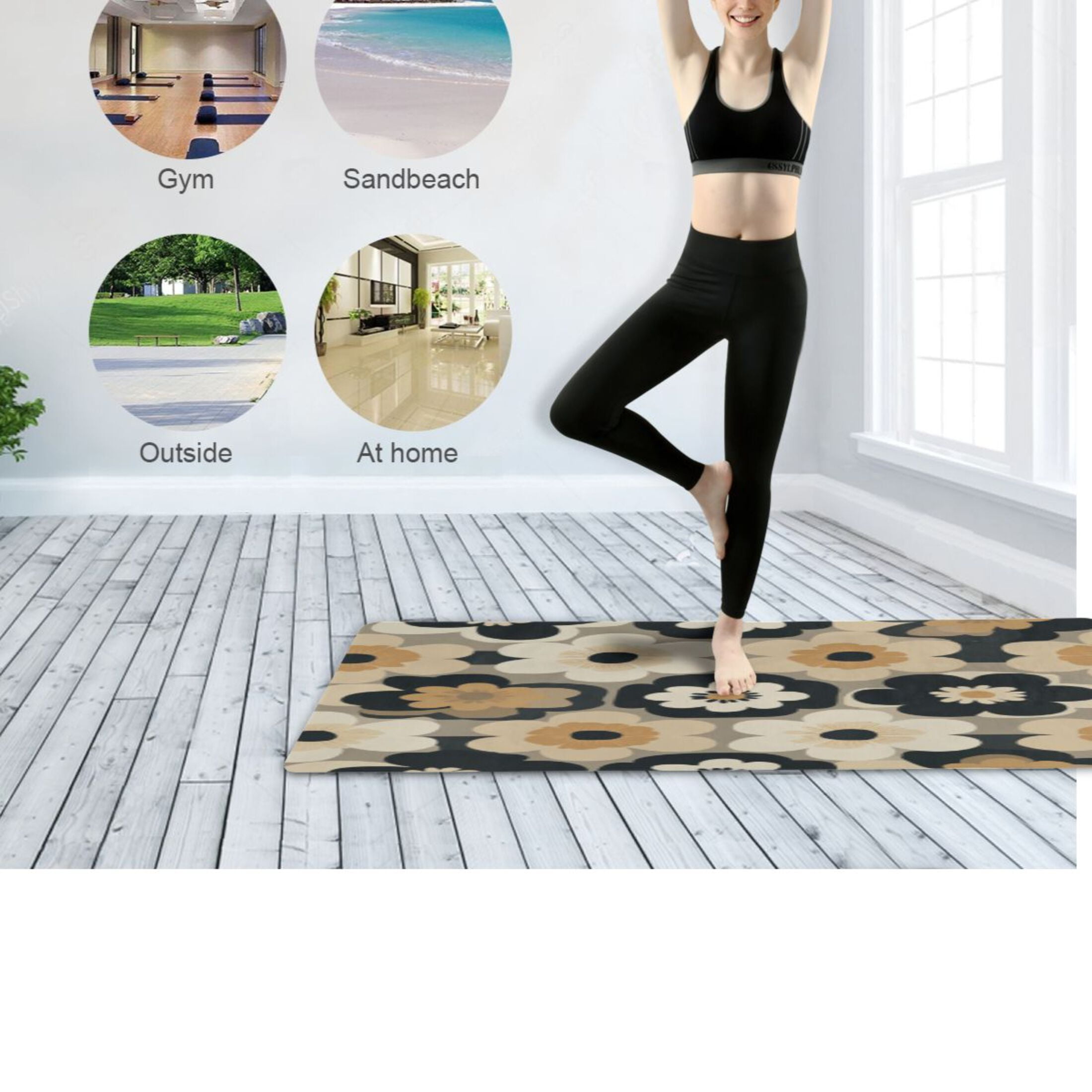 BZSMCE Yoga Mat Women Fitness Mat Retro Floral Color Fusion Pattern