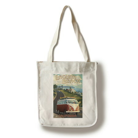Laguna Beach, California - Camper Van Cruise - Lantern Press Artwork (100% Cotton Tote Bag - (Best Beach Bag For Cruise)