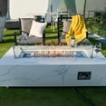 thumbnail image 4 of Elementi Plus Carrara Propane Fire Pit for Outside Outdoor Fire Pit Table Smokeless Firepit Marble Porcelain Rectangular Fire Table Patio Heater Fireplace 60000 BTUs - Bianco White, 59.8 x 28 Inches, 4 of 15