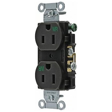 Bryant Receptacle,Blk,Nylon,5-15R NEMA Config. CBRS15BLKWR