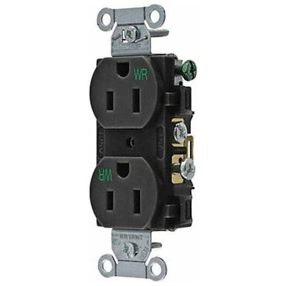 Bryant Receptacle,Blk,Nylon,5-15R NEMA Config. CBRS15BLKWR