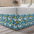 thumbnail image 1 of Tropical Bed Skirt, Exotic Leaves and Flowers Pattern Abstract Rainforest Elements Illustration, Elastic Bedskirt Dust Ruffle Wrap Around for Bedding Decor, 4 Sizes, Blue Yellow Ivory, by Ambesonne, 1 of 2