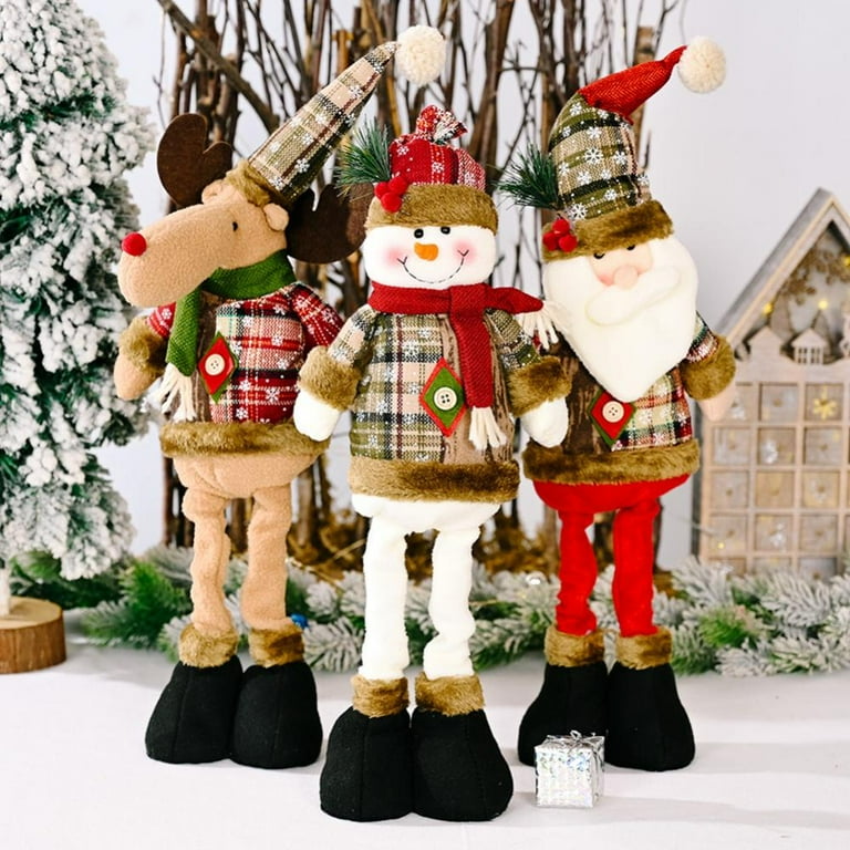 Christmas Tree Accessories Small Dolls Ornaments,Non-woven Cloth Snowman  Santa Elk Bear Puppets Hanging Ornaments Decorations for Christmas Trees  Stairs Windows Indoor and Outdoor 