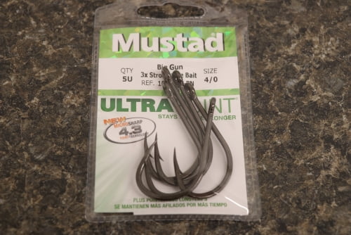 5 Pack Mustad Ultra Point 38106NPBN-10 Ultra Lock Wide Gap Hooks Size 1/0 