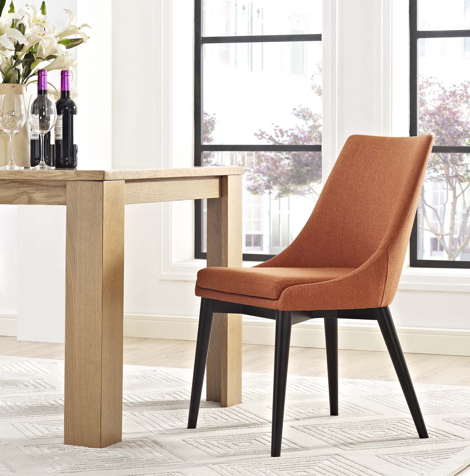 Modway Marquis 20.5" Solid Rubberwood and Vegan Leather Dining Chair in White