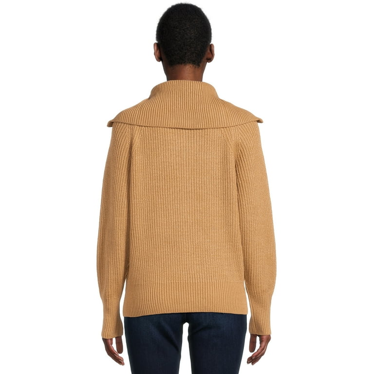 RD Style Women's Quarter Zip Sweater with Extended Collar RD Style Women's Quarter Zip Sweater with Extended Collar