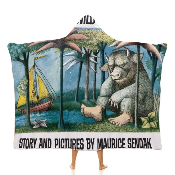 Donde Viven los Monstruos Manta Capa con Capucha Anti-Bolitas, Manta de Lana Ártica Suave, Manta Portátil de Felpa Ligera y Lujosa, Poncho para Siesta en Casa y Oficina, 100*130cm
