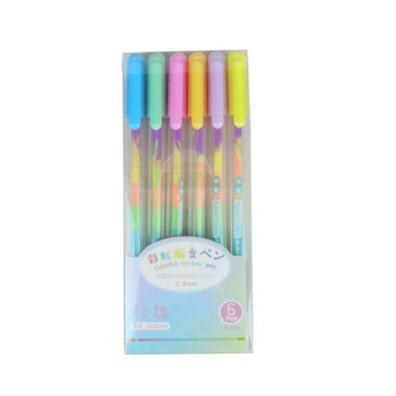 SEIWEI 6PCS Rainbow Color Gel Highlighter Pen Marker Pen for Drawing Card Writing DIY Art Crafts
