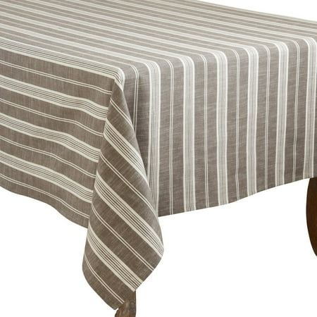 

Fennco Styles Neutral Classic Multi Striped 100% Cotton Tablecloth 70x70 Inch Grey