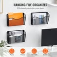 thumbnail image 2 of KFFKFF Wall File Rack, 3-Section Single Pocket Mesh Organizer, Wall-Hanging Magazine, Mail, Paper & Document Holder, Metal Storage with Label Tag, for Office, Home & School Use, 2 of 9