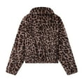 thumbnail image 5 of felwors Women's Leopard Print Faux Fur Cropped Jacket - Zip-Up Casual Fall Winter Fashion Outerwear Grey, XL, 5 of 7
