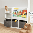 thumbnail image 4 of Homy Casa Kids Bookcase with Bins, Toy Storage Organizer for Kids Bedroom & Reading Nook, White & Gray, 4 of 9