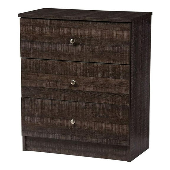 Pemberly Row Classy 3 Drawer Bedroom Chest Dresser with Metal Round Handles in Espresso